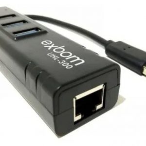 Adaptador USB Rede Gigabit RJ45 + HUB USB 3.0 3 Portas Exbom