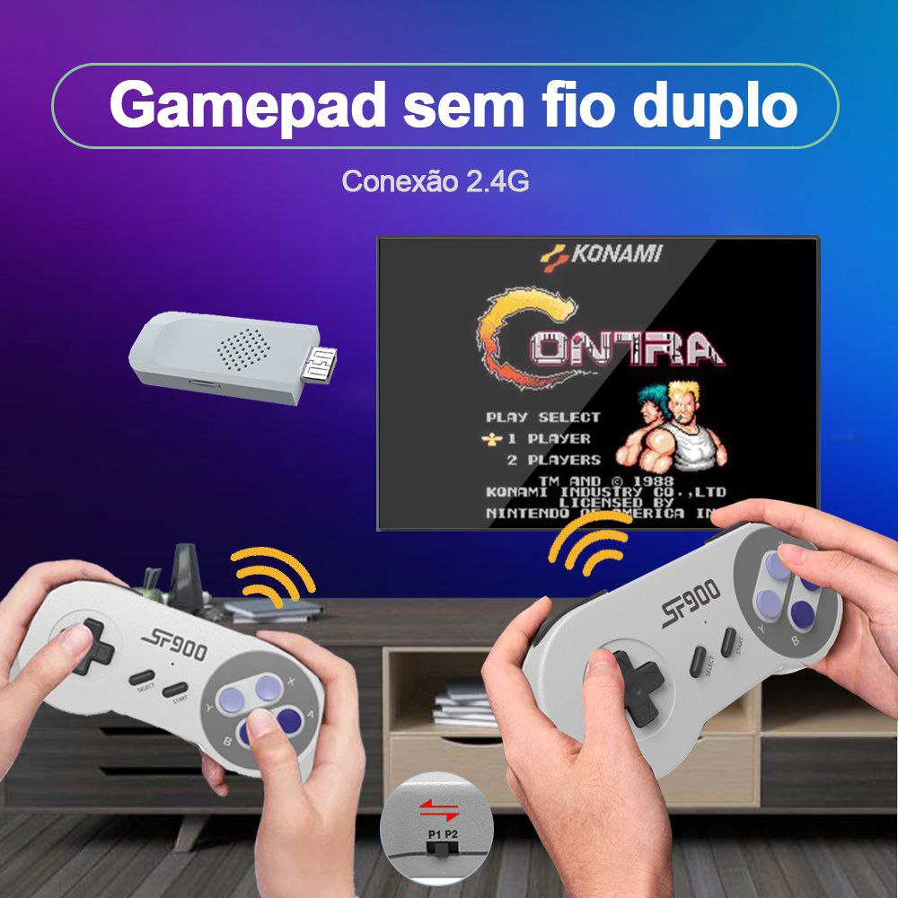 Emulador de Nintendo com 660 jogos e 2 controles